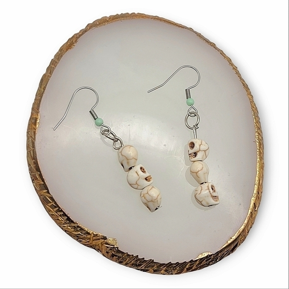 Handcrafted Skull Hook Earrings - Picture 5 of 12